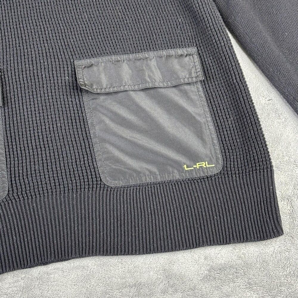 Lauren Ralph Lauren Sweater Womens Medium Quarter Zip Waffle Knit Patch‎ Pockets - Picture 2 of 10